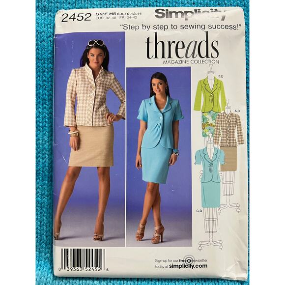 Simplicity Sewing pattern 2452 suit blazer pencil skirt size 6 8 10 12 14 - Picture 1 of 5